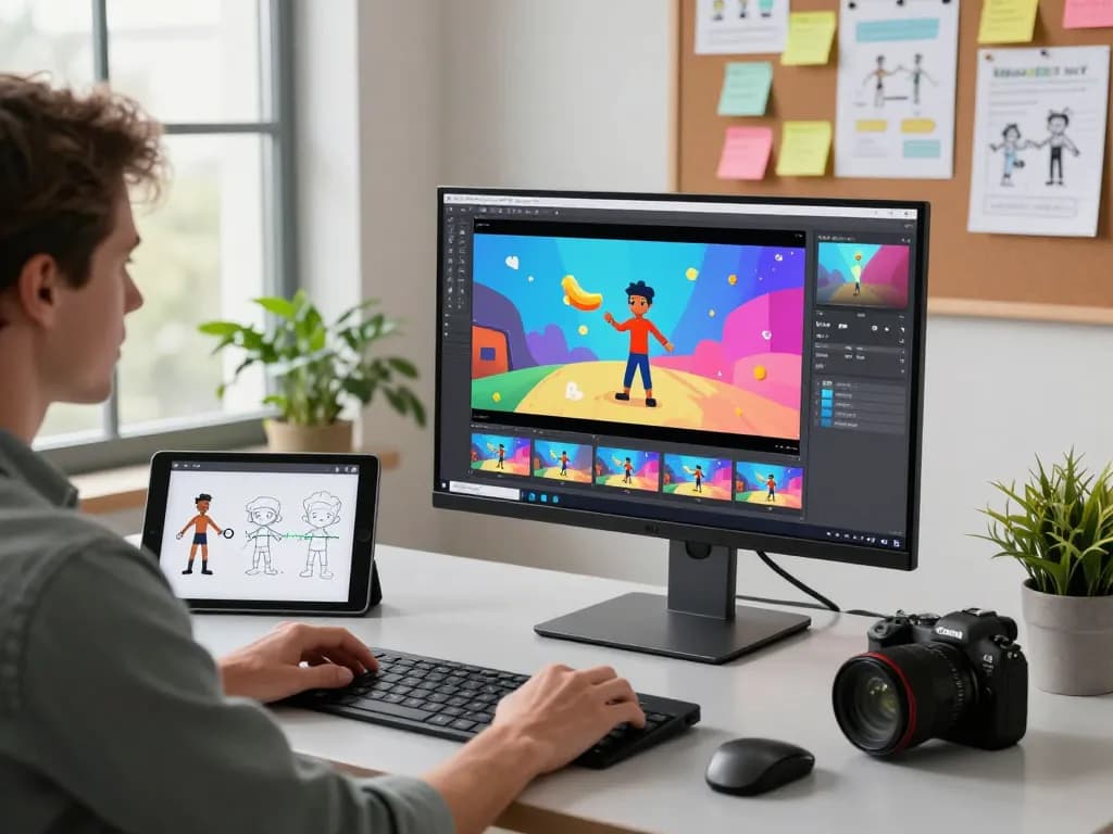 Creative professional utilizing mind control techniques with Kling Motion Control AI for video generation in a modern studio.
