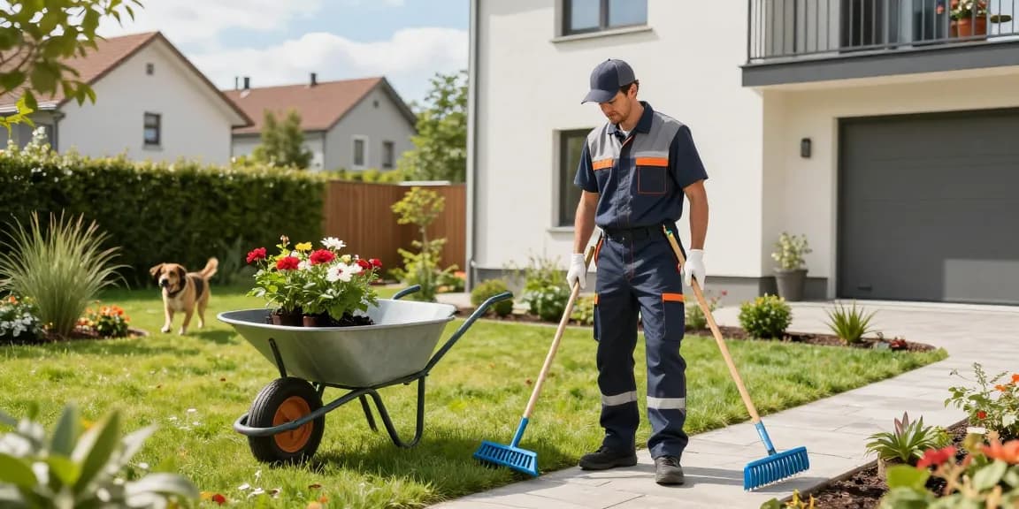 Professional property caretaker providing hauswartung solothurn services in a well-maintained garden.