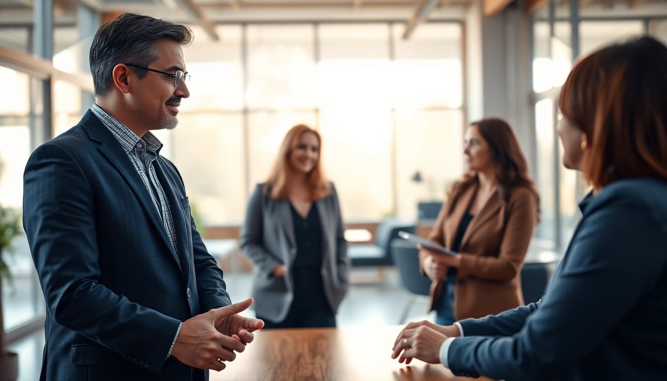 Engage with a business coach near me in a modern office setting, fostering growth.