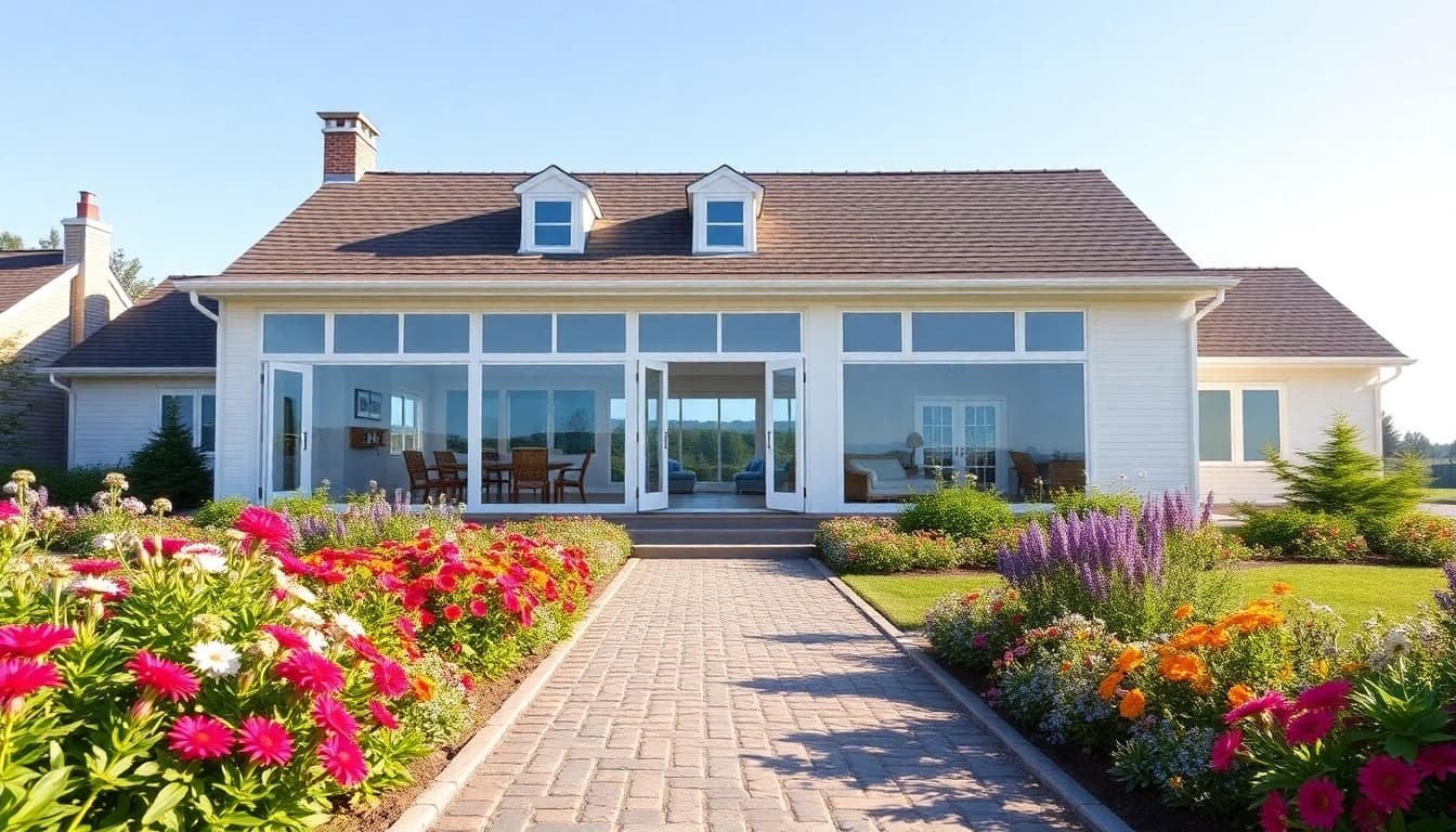Beautiful cape cod home addition with landscaped garden and modern features