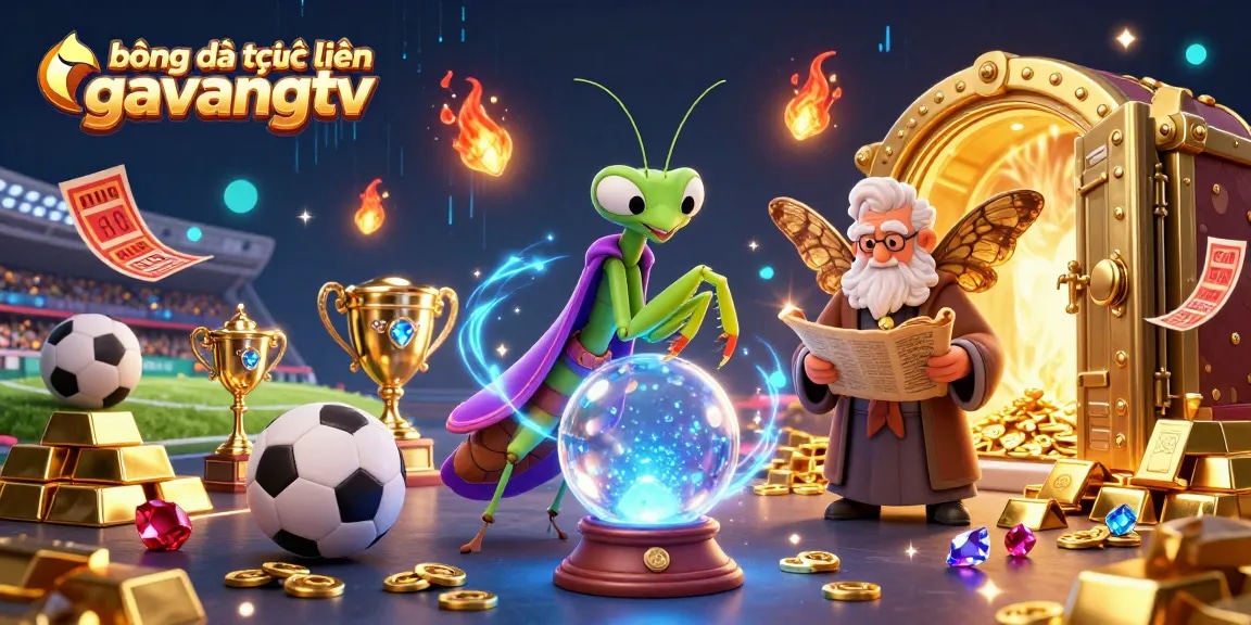 bóng đá trực tuyến gavangtv brings excitement with a dynamic betting scene featuring fortune tellers and sports elements.