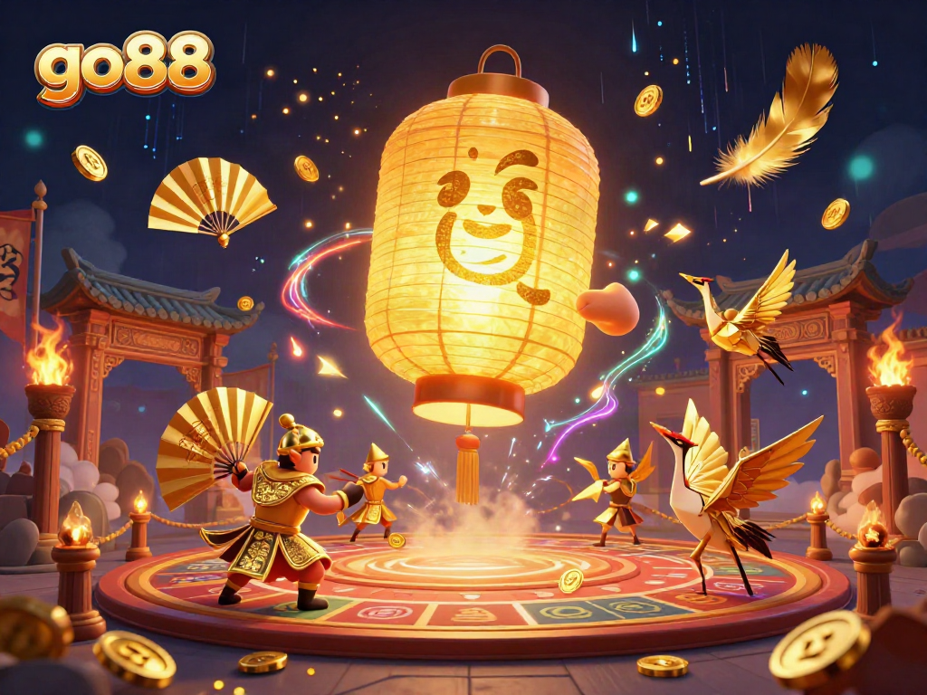 Engage in thrilling gaming adventures with go88's vibrant casino scene featuring lucky symbols.