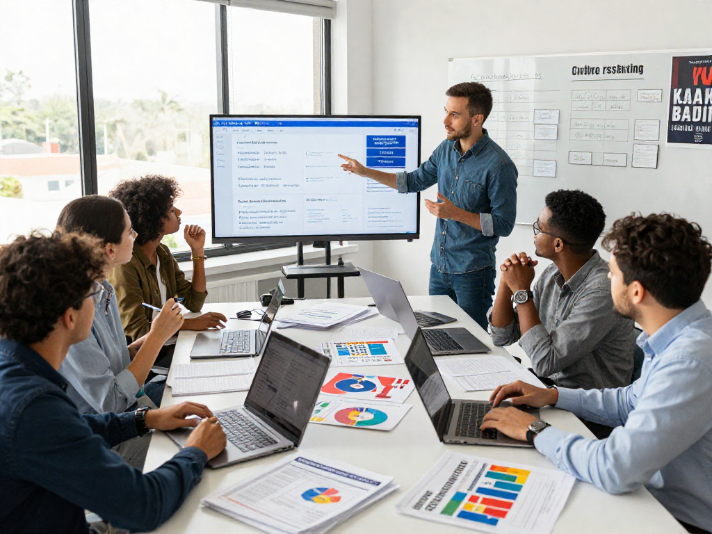 Understanding political advertising cost through collaborative campaign data analysis in a vibrant office.