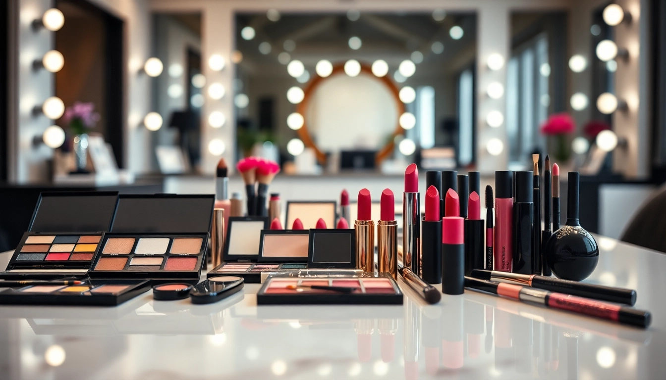 Explore diverse makeup wholesale products arranged elegantly for professionals.